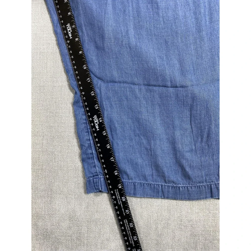 LOGO Lori Goldstein Capris Womens 3X Blue Chambray Lightweight Drawstring Casual - Picture 6 of 8